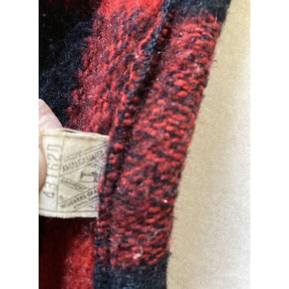 Vintage 1950’s Black Red Buffalo Plaid Wool Mackinaw Field Coat Jacket Men’s M - Picture 10 of 10